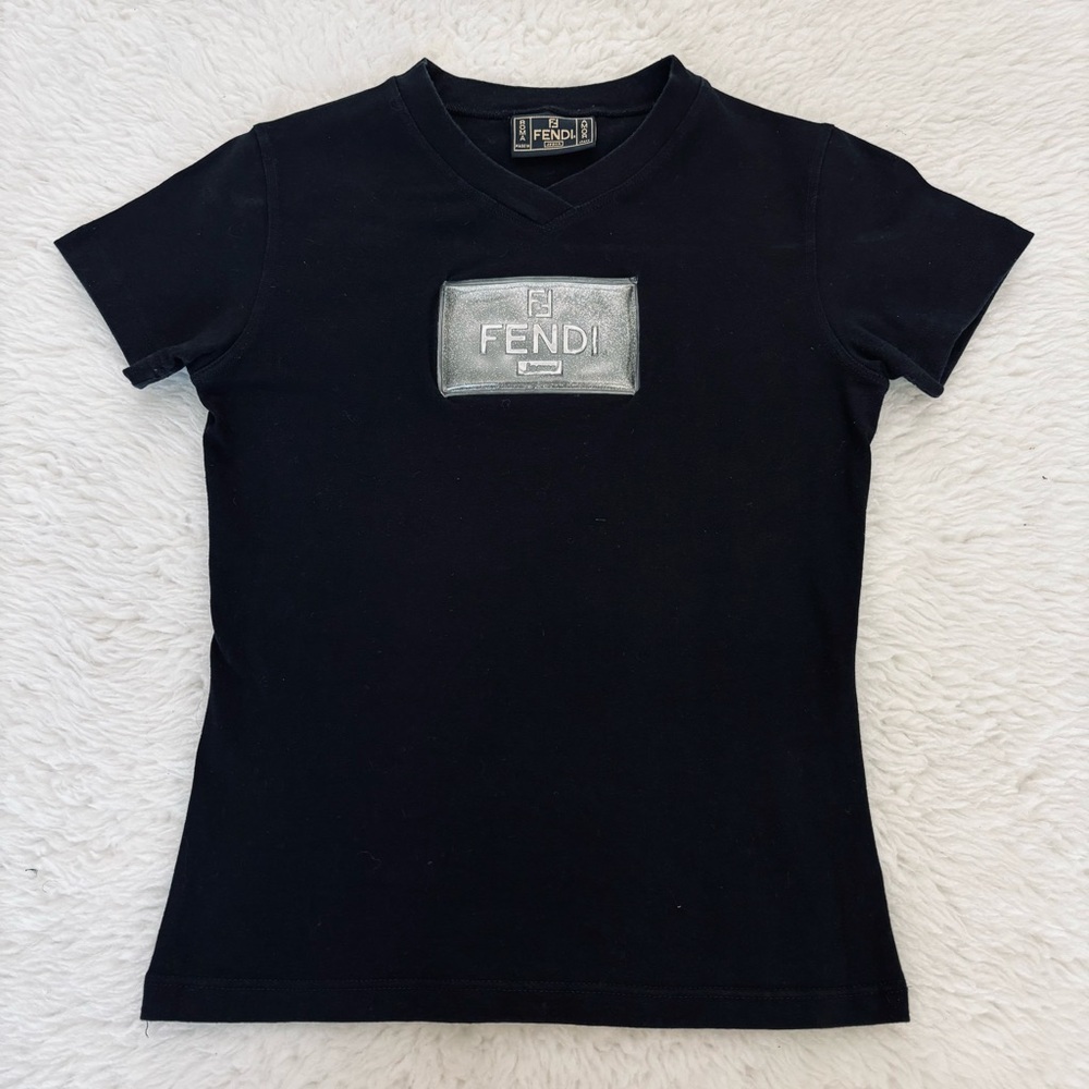 Fendi Black Vintage Tee with Shimmering Logo size 42 US Small - Picture 15 of 16
